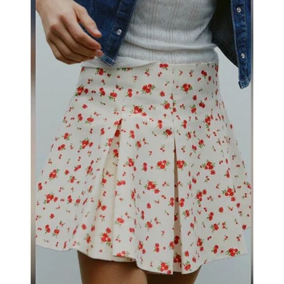 ZARA floral pleated skirt NWT - Picture 1 of 6